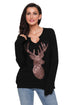 Sexy Black Women's Sequin Christmas Reindeer Top